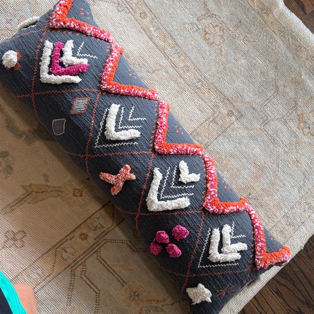 Anthropologie Colorful Geometric Patterned Lumbar Pillow